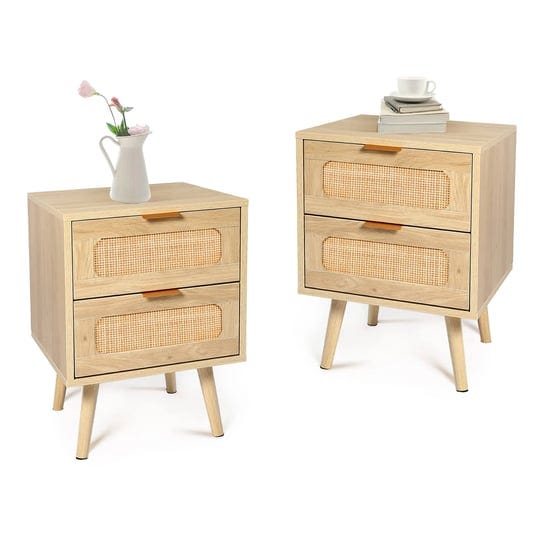 hopubuy-nightstands-set-of-2-with-rattan-drawer-modern-night-stand-for-bedrooms-wooden-2-drawer-beds-1
