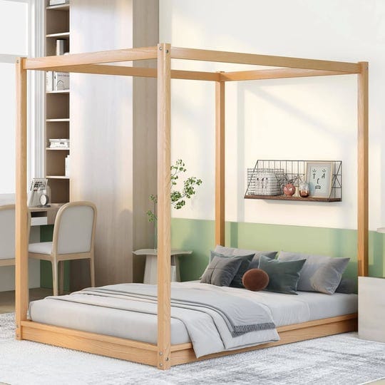 mwrouqfur-4-poster-full-size-canopy-floor-bed-framemorden-wood-low-profile-platform-beds-with-wooden-1