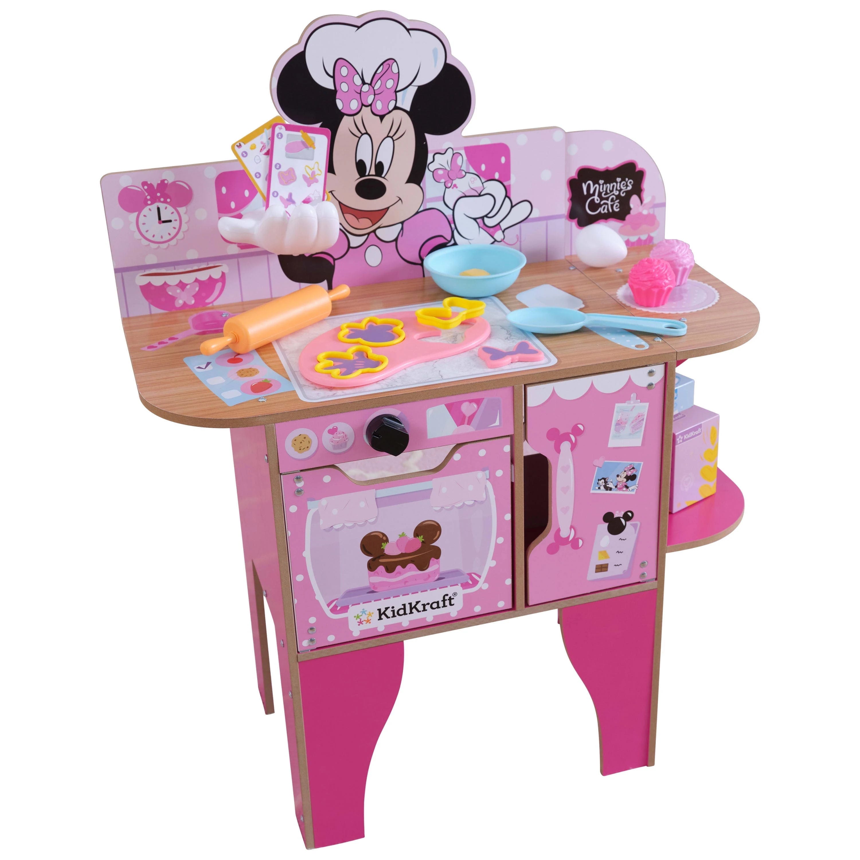 Kid-Friendly Minnie Mouse Baking Play Kitchen with 18 Accessories | Image