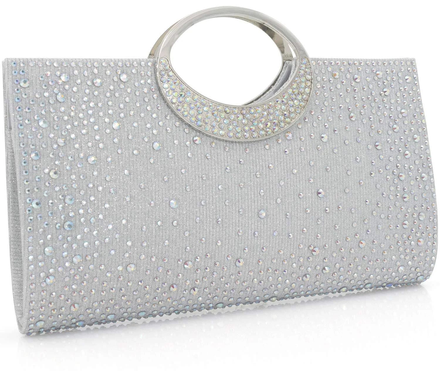 Rhinestone Crystal Evening Clutch Bag with Adjustable Handle | Image