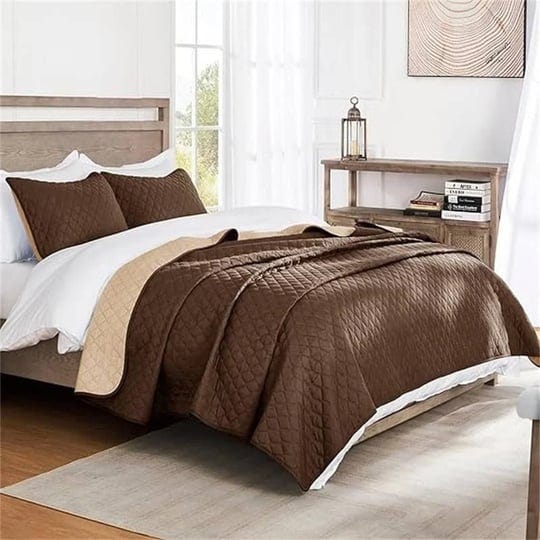 bedspreads-coverlet-set-brown-khaki-3-piece-full-queen-1