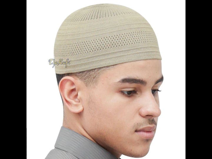 khaki-cotton-stretch-knit-style-kufi-hat-beanie-skull-cap-1