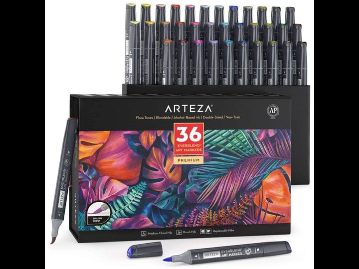 everblend-ultra-art-markers-brush-nib-flora-colors-set-of-36-arteza-1