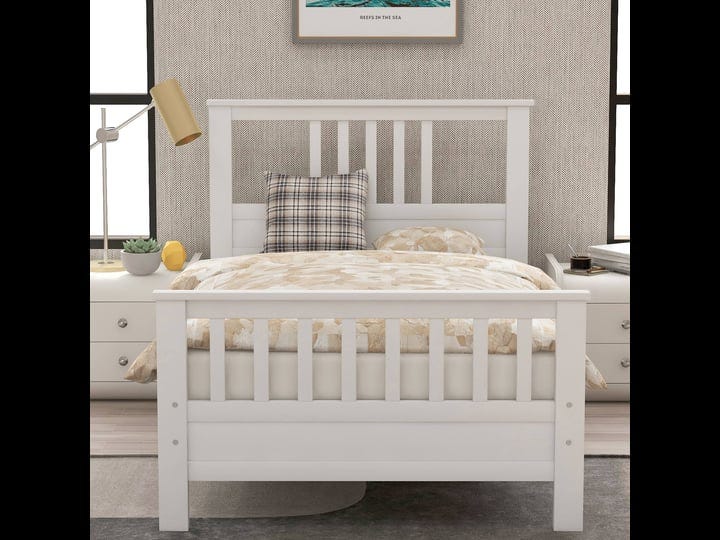 white-wooden-twin-platform-bed-frame-with-headboard-1