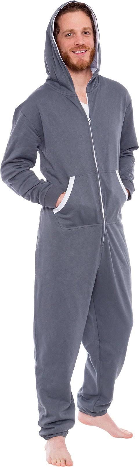 Comfortable Men's Zippered Hooded Jumpsuit Pajamas | Image