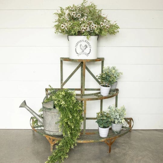 antique-farmhouse-rounded-metal-tiered-plant-stand-in-green-1