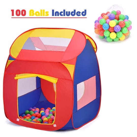 costway-portable-kid-baby-play-house-indoor-outdoor-toy-tent-game-playhut-with-100-balls-red-1