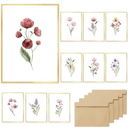 Flower Stamping Blank Card Set for Personalized Correspondence | Image