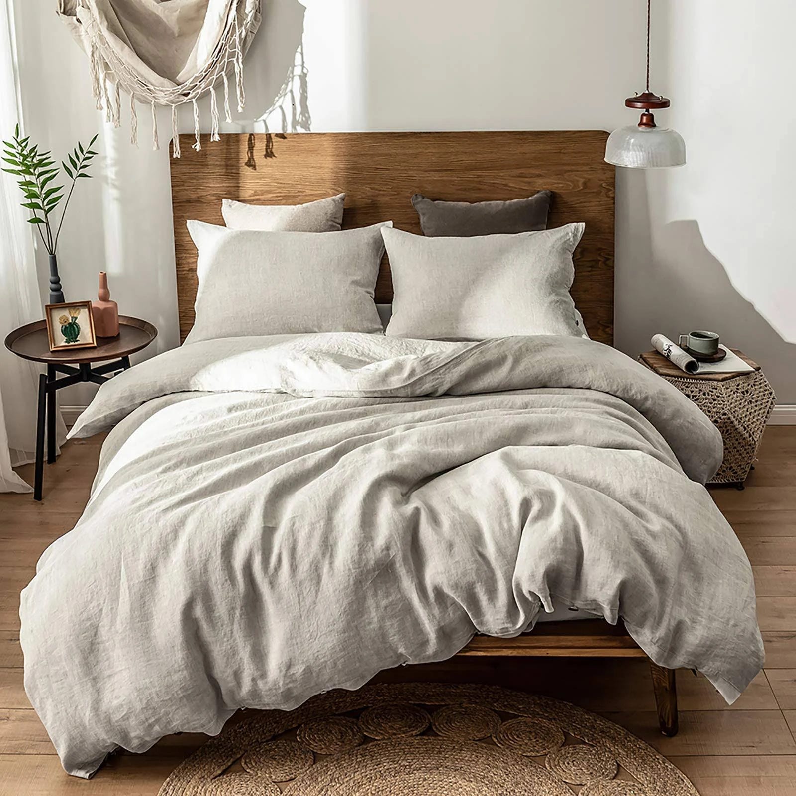 Elegant Full Belgian Linen Duvet Cover Set | Image