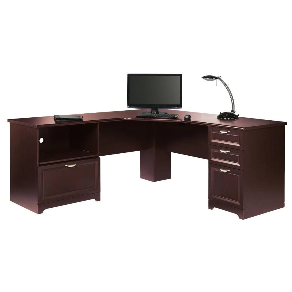 Elegant L-Shape Desk with Ample Storage and Cord Management | Image