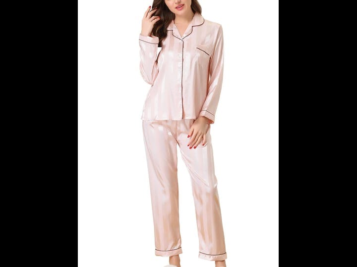 cheibear-womens-satin-sleepwear-soft-button-down-nightwear-with-pants-lounge-pajama-set-light-pink-s-1