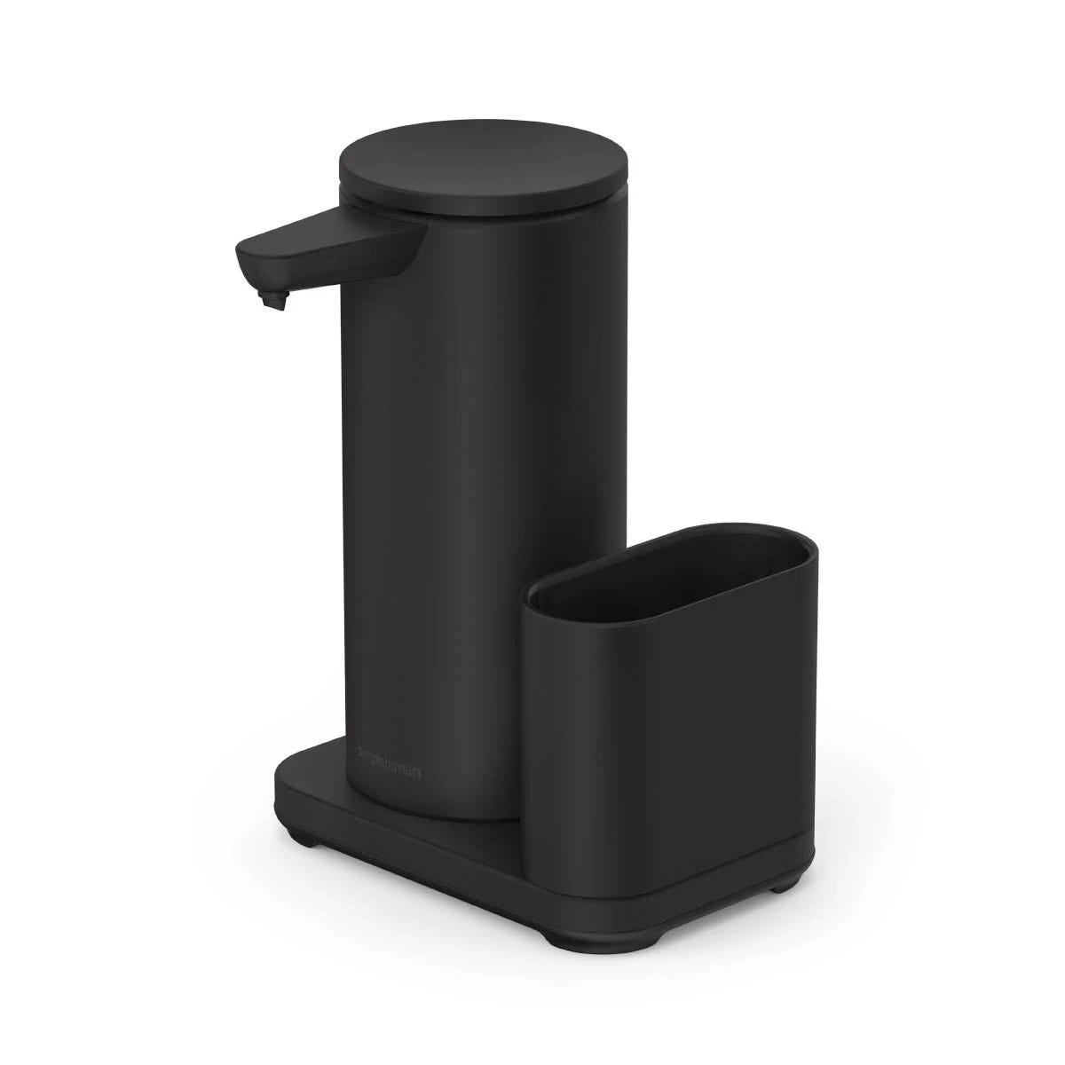 simplehuman Matte Black Stainless Steel Liquid Soap Sensor Pump with Sponge Caddy | Image