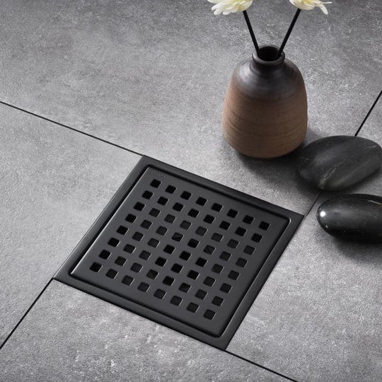 luxier-6-in-x-6-in-stainless-steel-square-shower-drain-in-matte-black-1