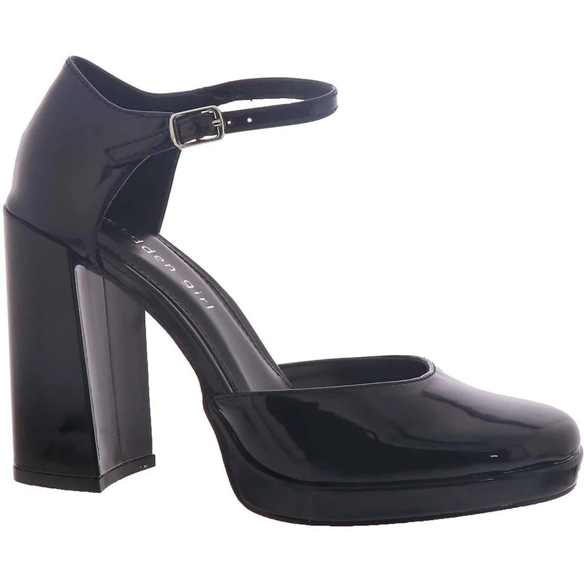 Madden Girl Women's Faux Leather Block Heels in Black | Image