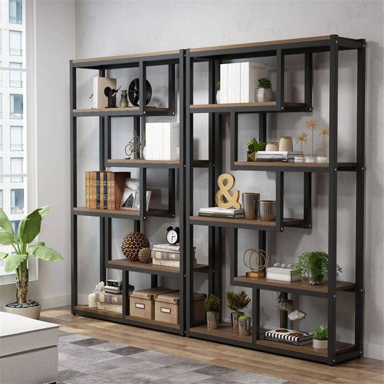 69-inch-tall-bookshelf-6tiers-bookcase-industrial-wood-metal-display-etagere-rack-brown-1