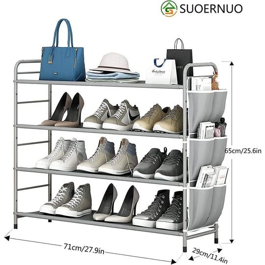 suoernuo-4-tier-free-standing-metal-shoe-rack-with-side-bag-compact-shoe-organizer-for-entryway-clos-1