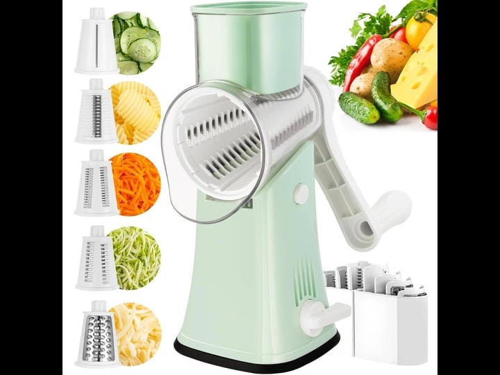 vekaya-rotary-cheese-grater-5-in-1-cheese-grater-with-handle-replaceable-stainless-blades-cheese-shr-1