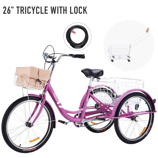 viribus-26-inch-single-speed-adult-tricycle-3-wheel-trike-bike-with-removable-wheeled-basket-dustpro-1