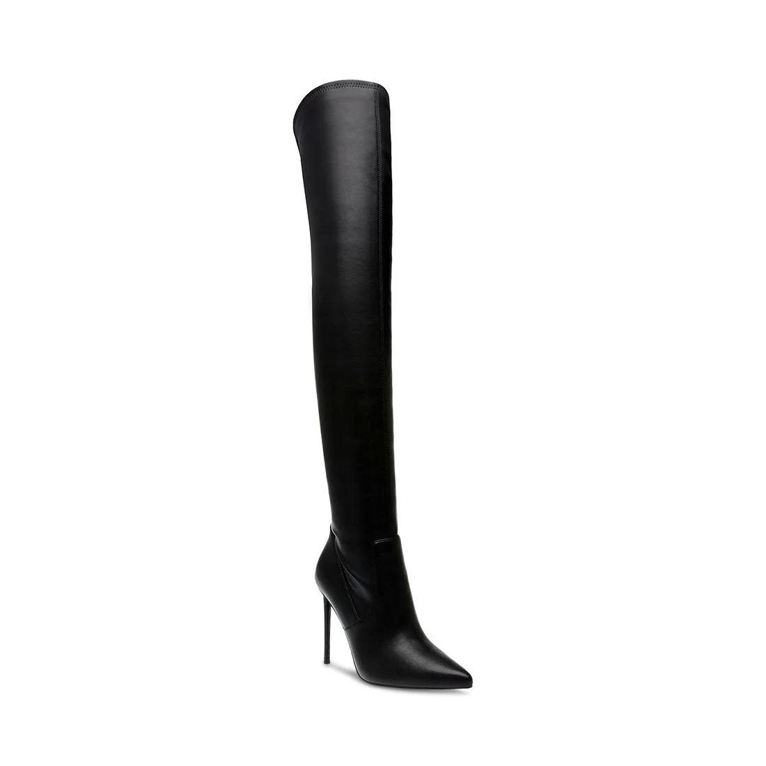 Leather Thigh-High Stiletto Boots with Synthetic Sole | Image