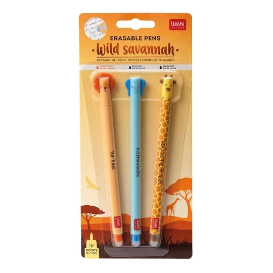 legami-set-of-3-erasable-pens-savannah-lion-elephant-giraffe-1