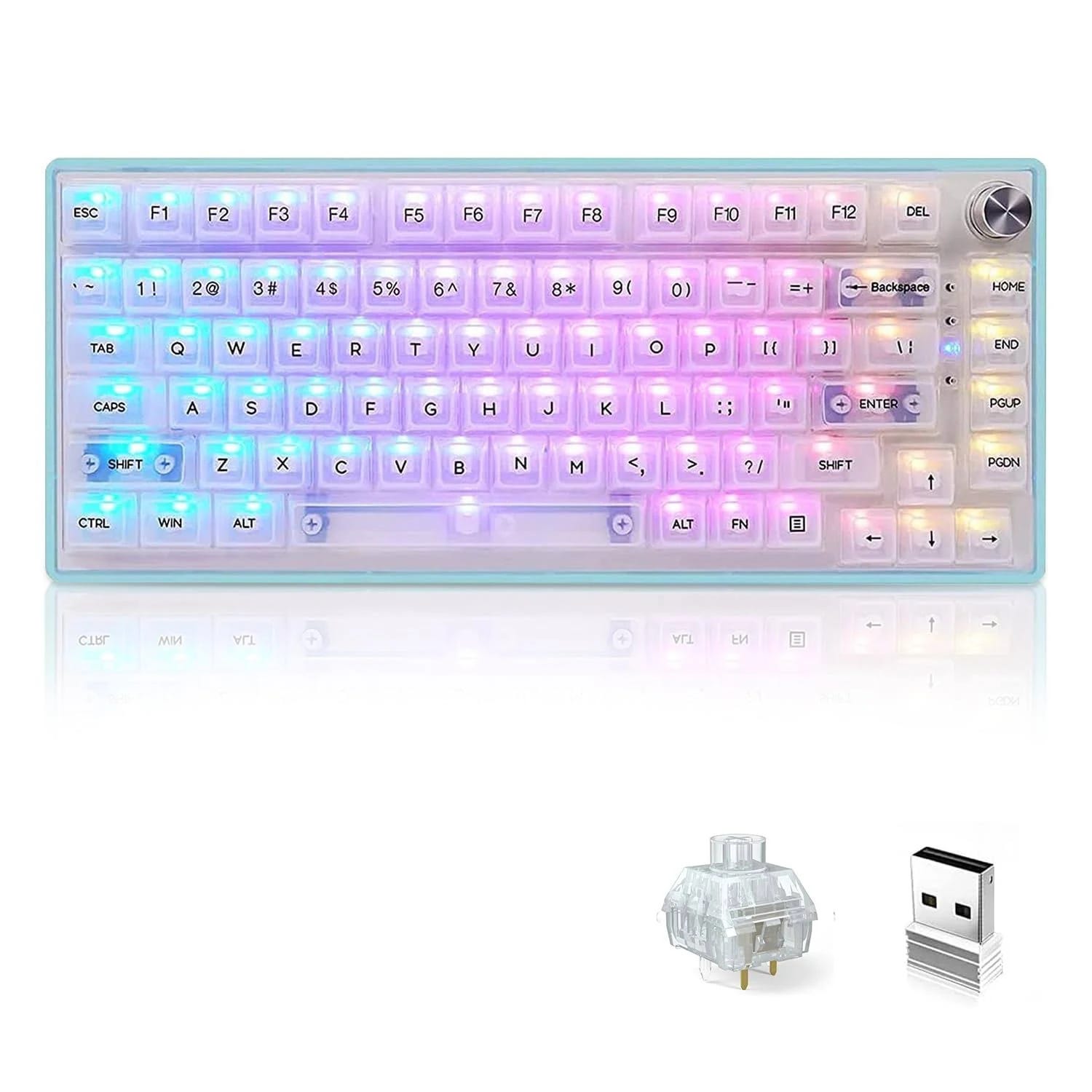 Stylish RGB Tri-Mode Transparent Keyboard with 82 Keys | Image