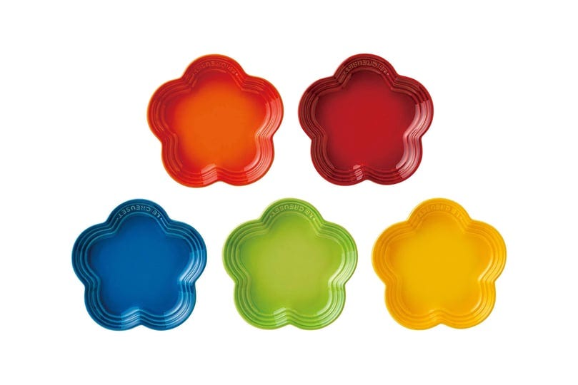 le-creuset-dish-flower-plate-lc-s-rainbow-5-pieces-heat-and-coldresistant-new-1