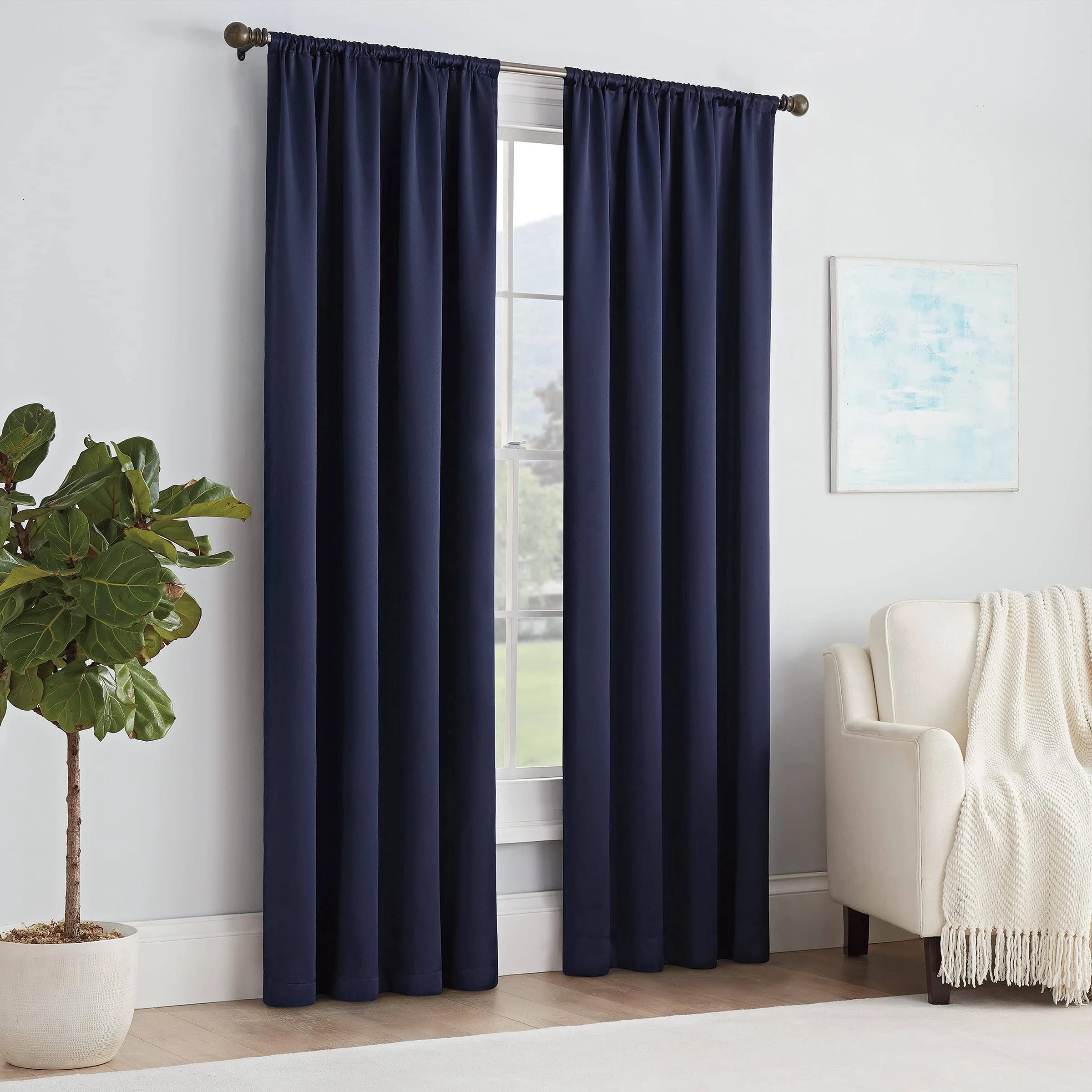 Modern Navy Thermapanel Room-Darkening Curtains | Image