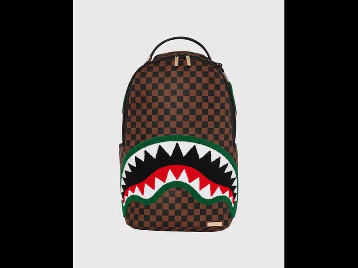 sprayground-chenille-shark-mens-backpack-brown-green-1