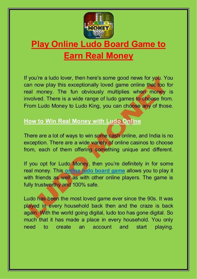 Real money earning ludo game
