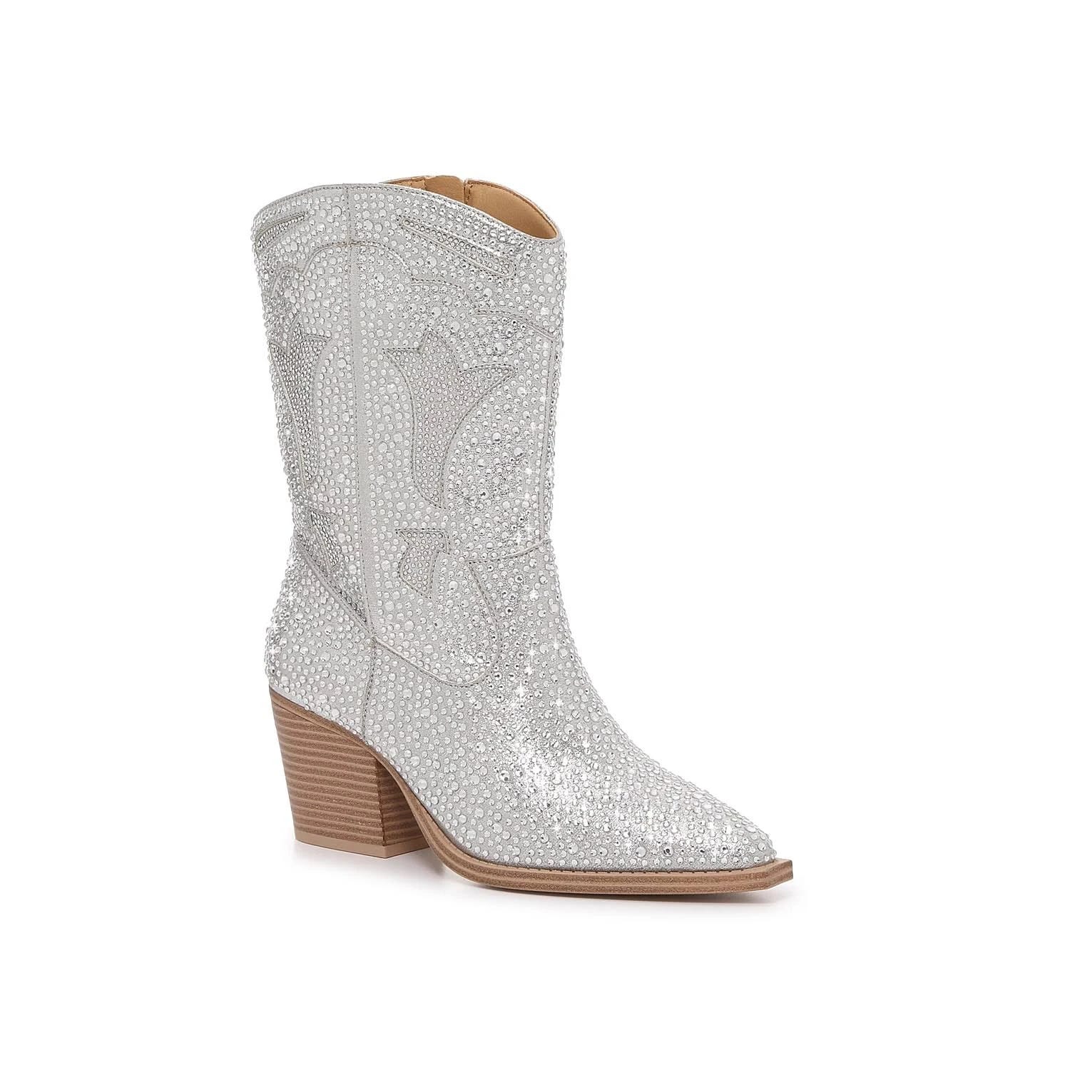 Sparkling Starry Women's Cowboy Boots - Embellished with Rhinestones | Image