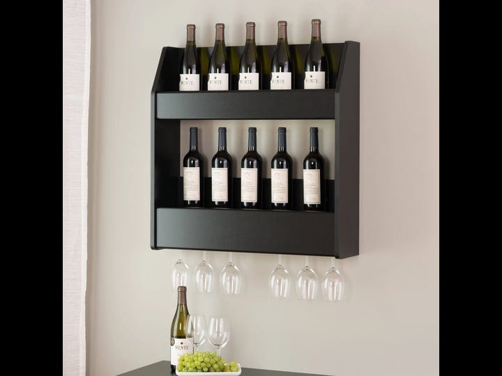 prepac-2-tier-floating-wine-and-liquor-rack-black-1