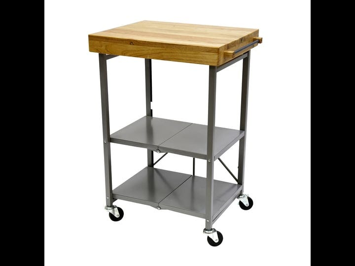 origami-foldable-steel-kitchen-cart-with-wood-butcher-block-top-silver-1