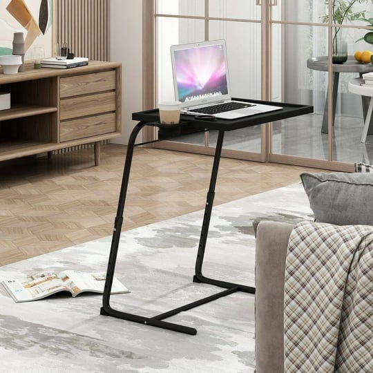 folding-tv-tray-laptop-table-end-table-height-adjustable-cup-holder-black-1