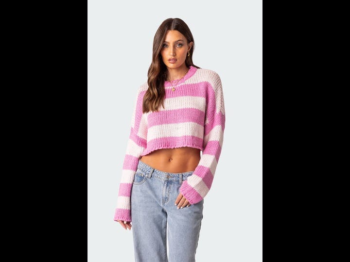 edikted-womens-ozzy-cropped-knitted-sweater-pink-size-xl-1