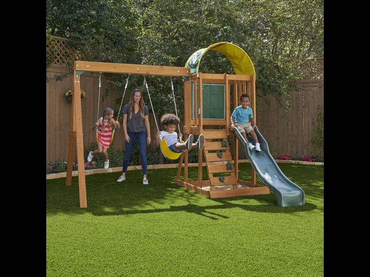 kidkraft-ainsley-wooden-outdoor-swing-set-with-slide-and-rock-wall-1