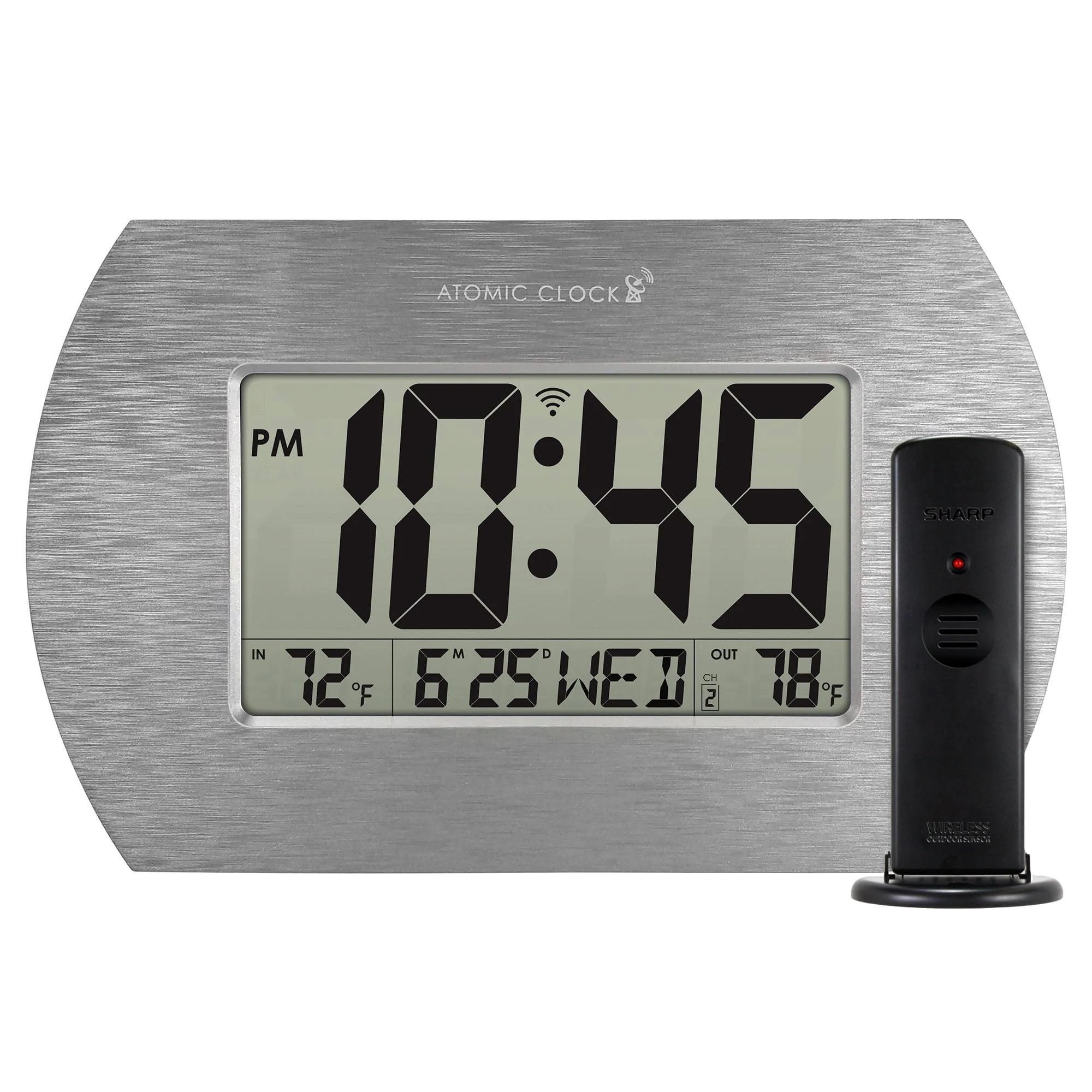High-Precision Atomic Digital Alarm Clock with Stainless Steel Finish | Image