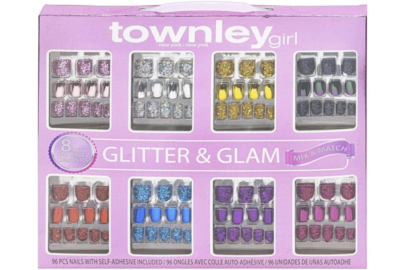 townley-girl-96-pcs-glitter-glamup-metallic-press-on-nails-artificial-fake-false-nails-set-for-tween-1