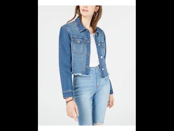 tinseltown-juniors-cropped-raw-edged-denim-jacket-blue-size-large-1