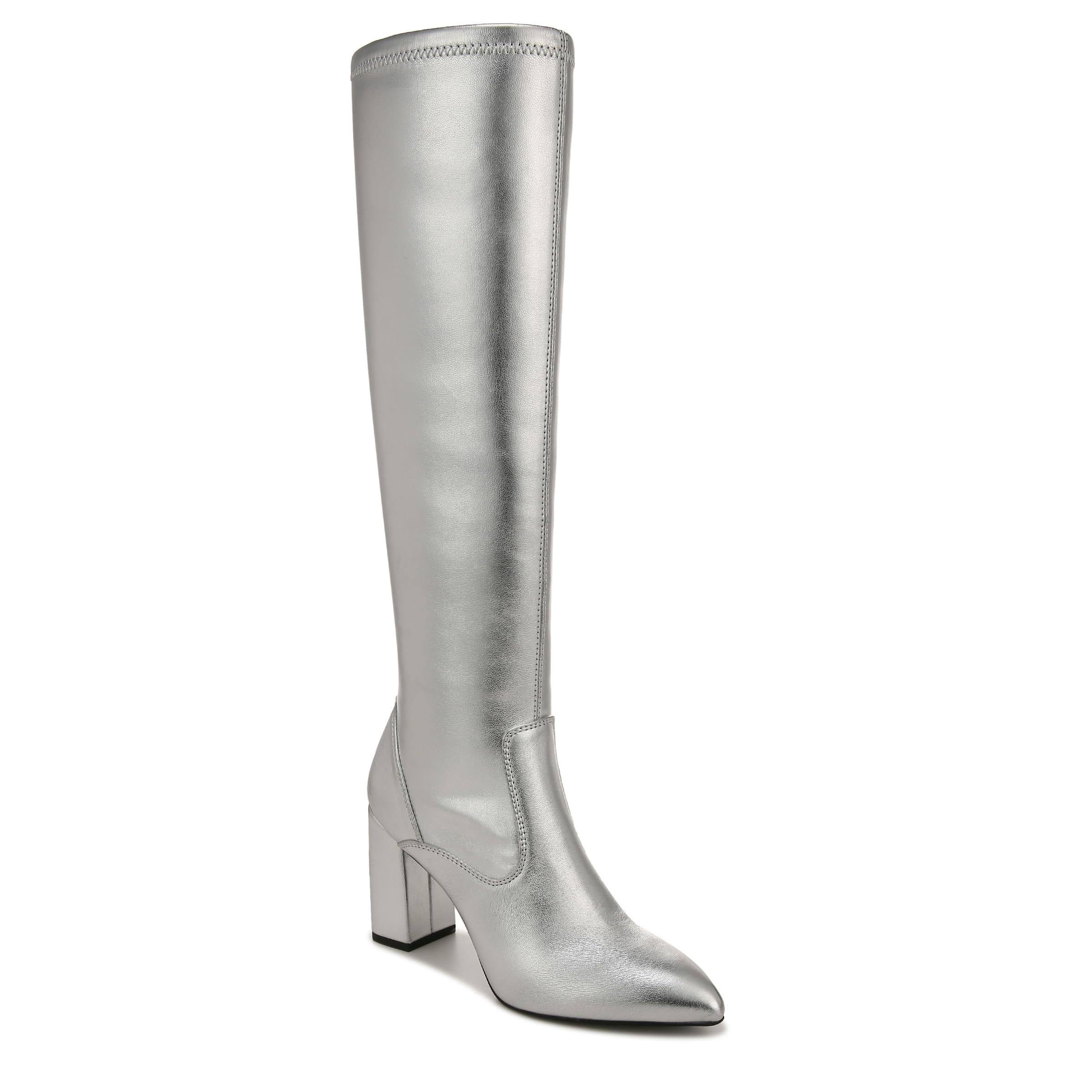 Sophisticated Silver Knee-High Boots for Women | Image