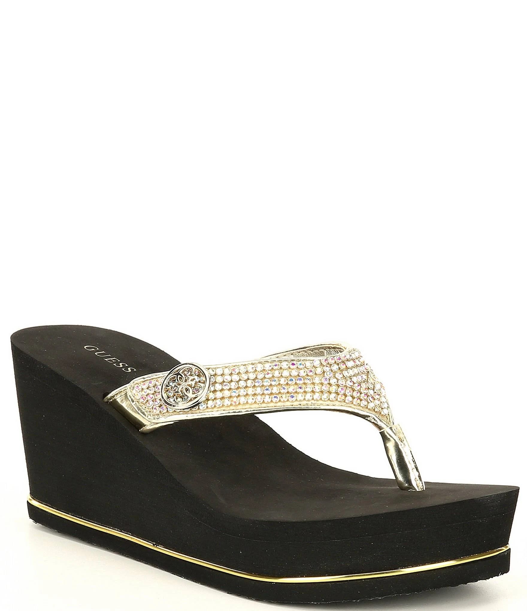 Embellished Gold Wedge Shoes for Women | Image