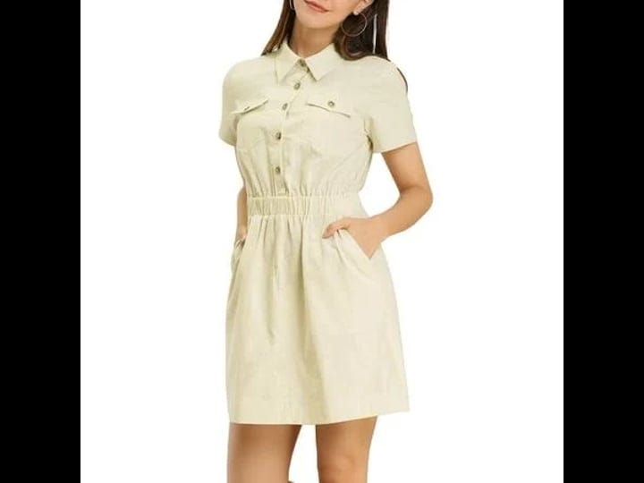 allegra-k-womens-button-front-half-placket-short-sleeve-a-line-mini-shirt-dress-size-large-beige-1