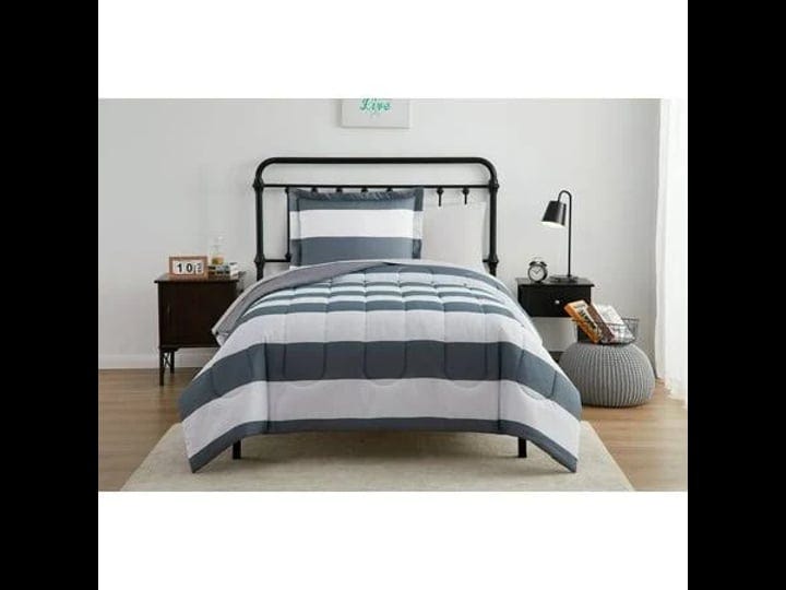 your-zone-5-piece-gray-stripe-bed-in-a-bag-twin-1