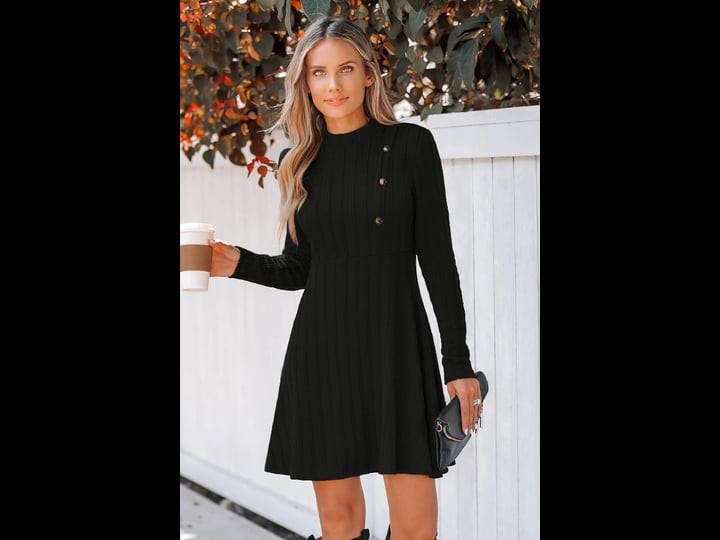 cupshe-textured-knit-button-mini-dress-black-m-1