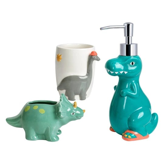 3pc-dinosaur-kids-bath-set-with-tumbler-allure-home-creations-1