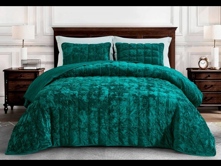 chezmoi-collection-piers-emerald-green-velvet-quilt-king-set-3-piece-lush-plush-distressed-velvet-be-1