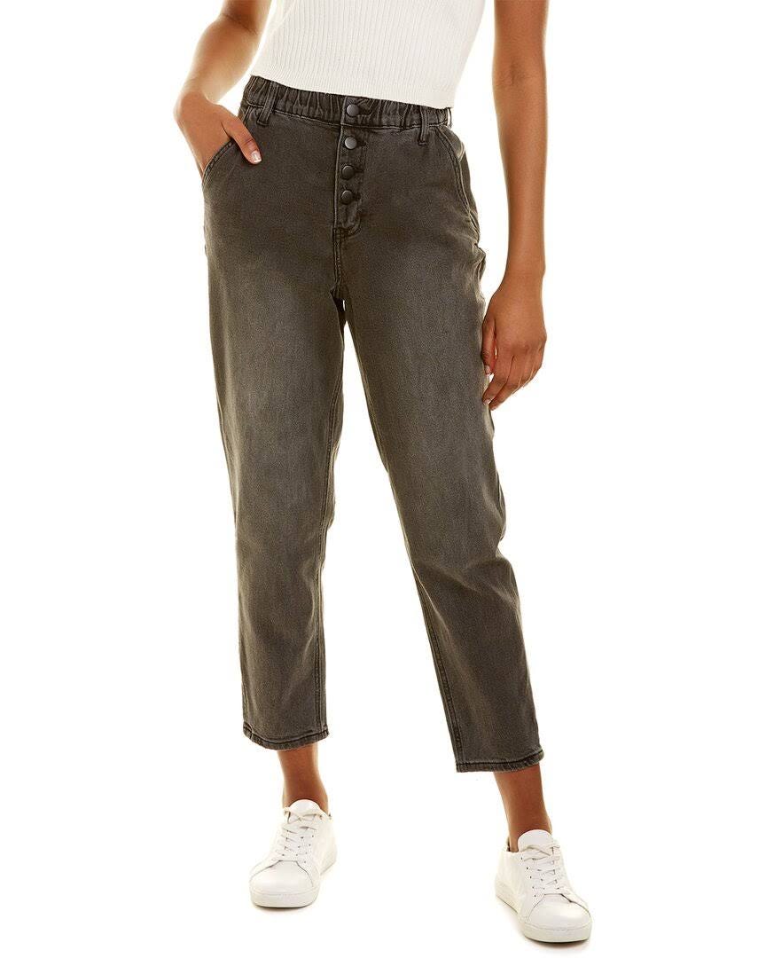 Black Baggy Paper Bag Jeans with Dual Back Pockets | Image