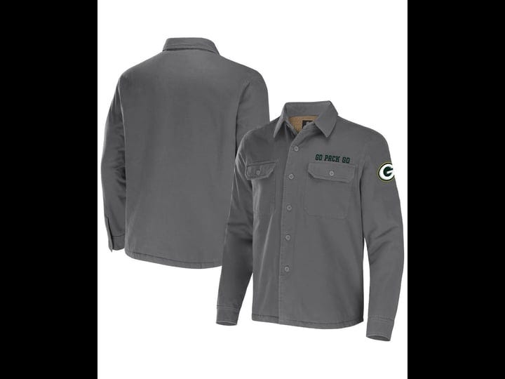 nfl-x-darius-rucker-collection-by-fanatics-gray-green-bay-packers-canvas-button-up-shirt-jacket-1