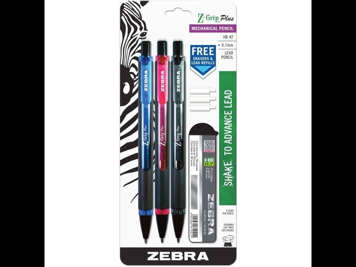 zebra-pen-55603-0-7-mm-z-grip-plus-mechanical-pencil-assorted-colors-pack-of-4