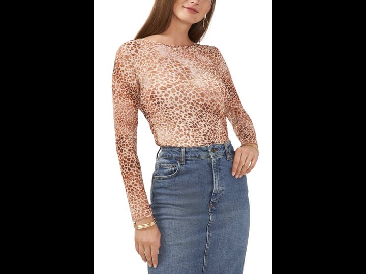 womens-vince-camuto-leopard-print-shirred-long-sleeve-top-size-large-natural-taupe-leopard-1