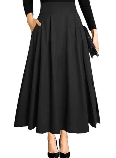 ranphee-long-black-maxi-skirt-for-women-2023-trendy-pleated-high-waisted-flowy-a-line-skirts-with-po-1